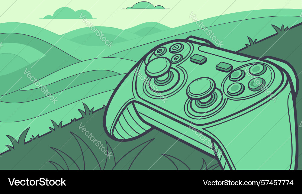Game controller with dynamic abstract waves vector image