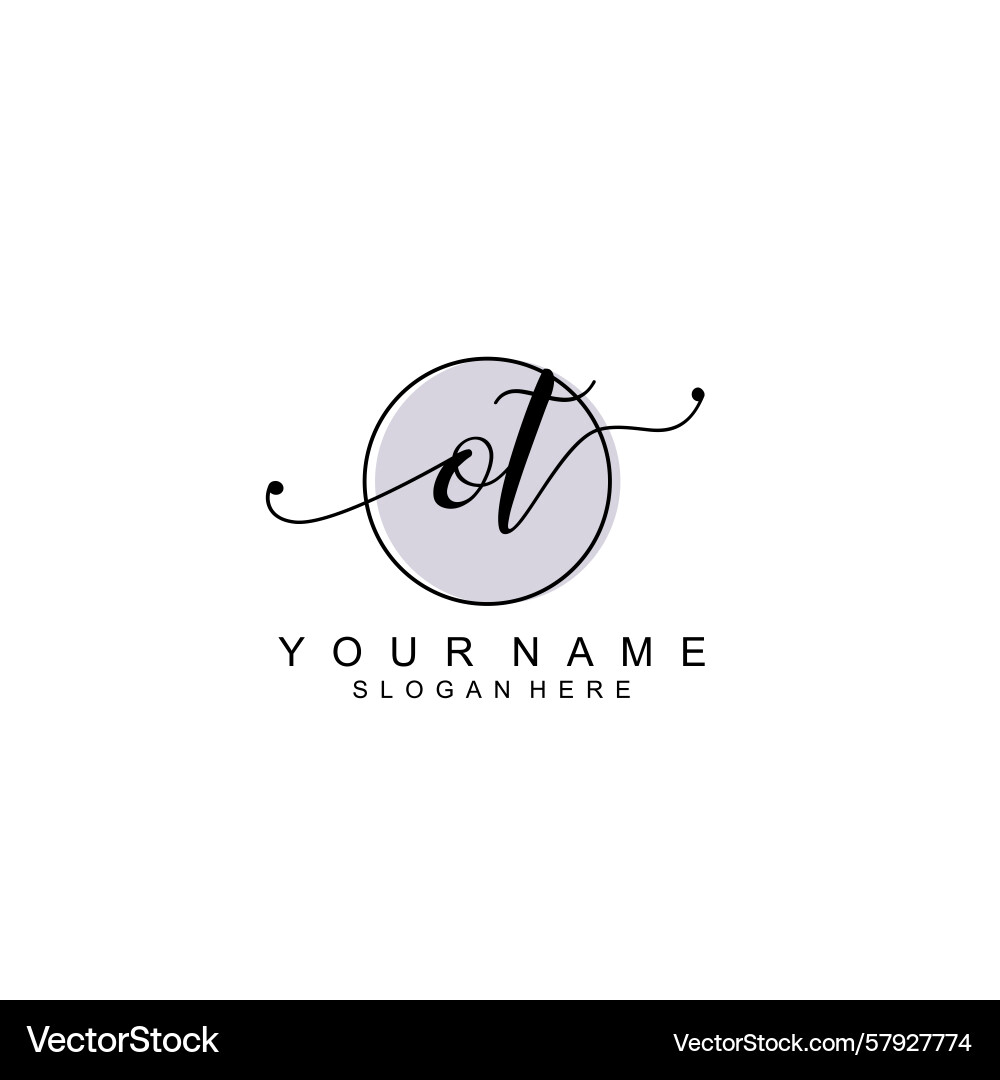 Handwriting logo concepts with initial ot Handwriting logo concepts with initial ot Vector Image