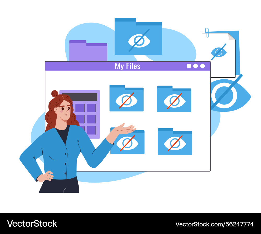 Hidden files data privacy concept screen Hidden files data privacy concept screen vector image
