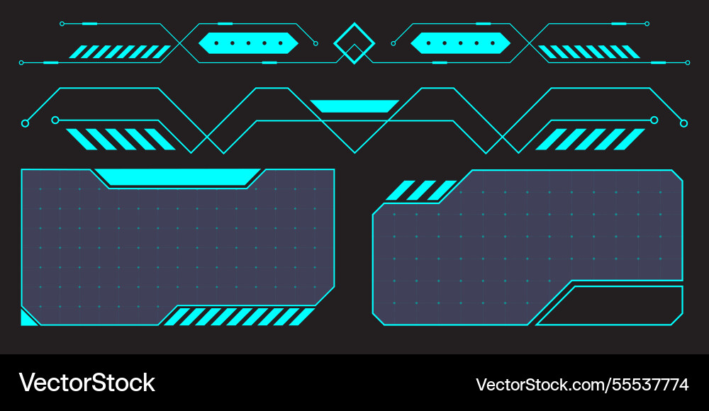 Hud digital futuristic user interface horizontal Hud digital futuristic user interface horizontal vector image
