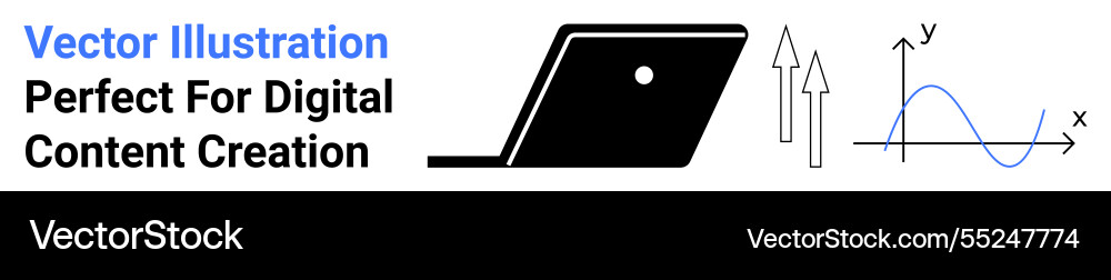 Laptop with graph arrows and data curve vector image