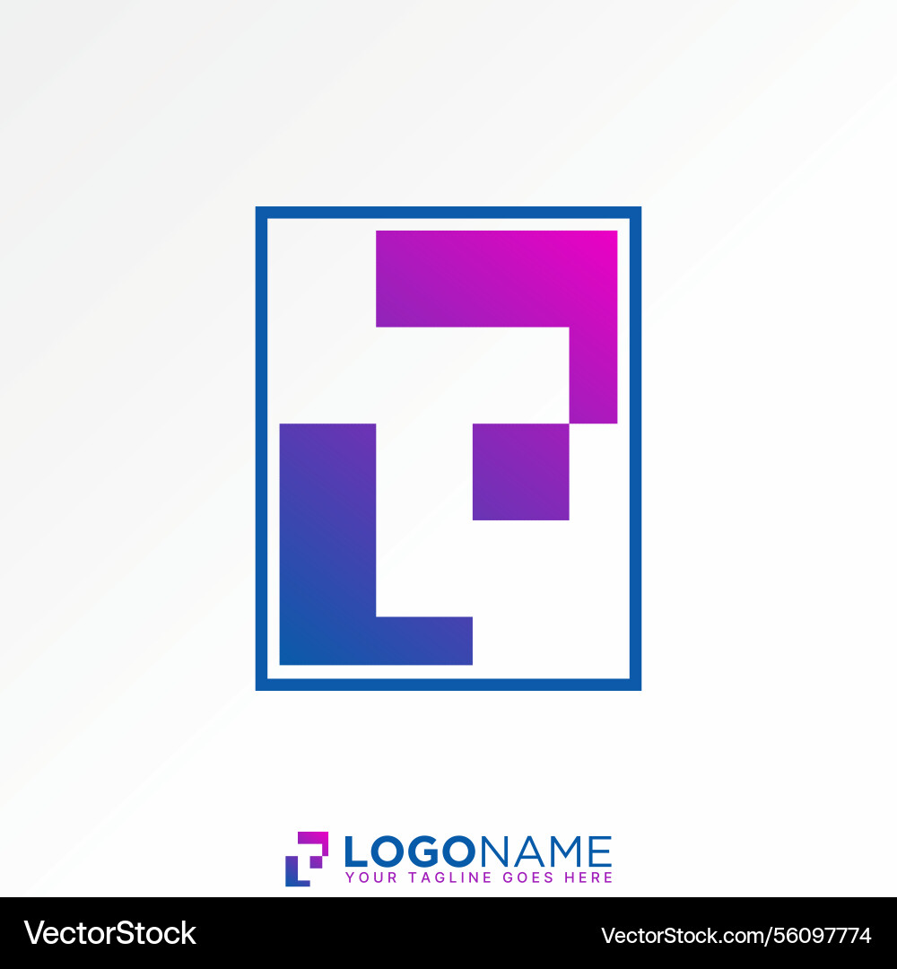 Letter t font on negative space square monogram Letter t font on negative space square monogram vector image