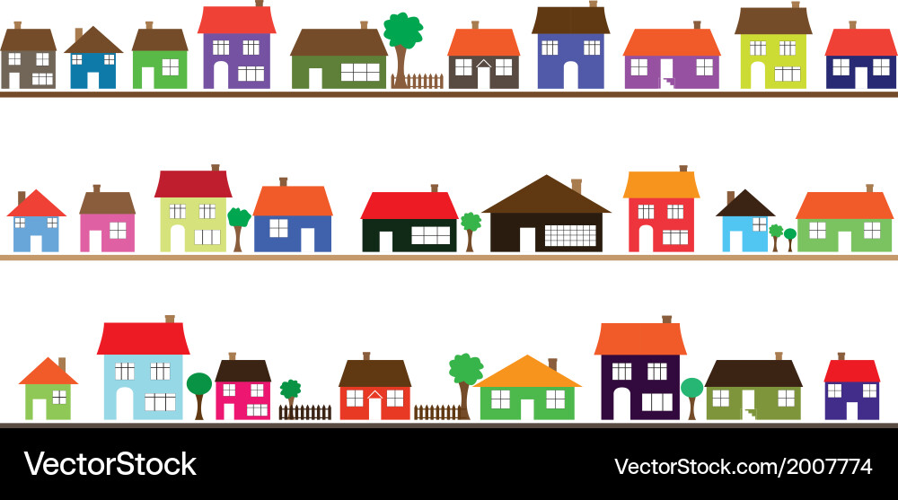 Neighborhood with colorful homes Royalty Free Vector Image