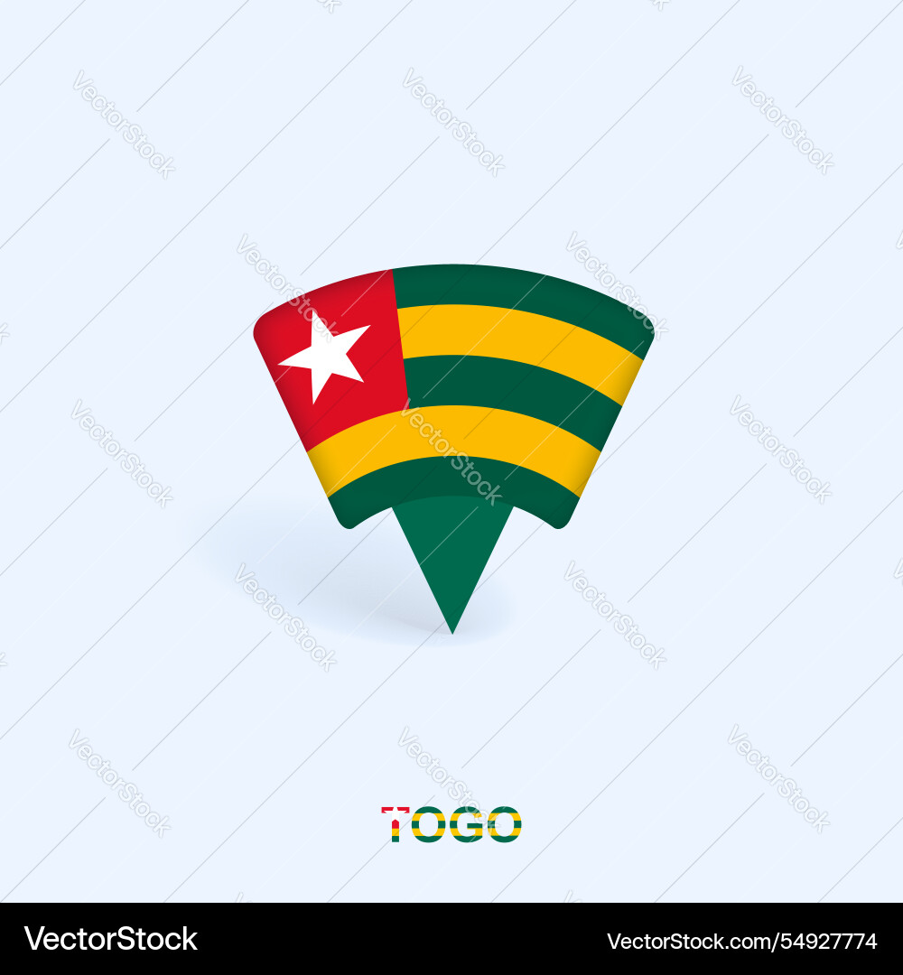 Togo Flag Map Pointer Design mit Schatten Togo Flag Map Pointer Design mit Schatten vektorbild