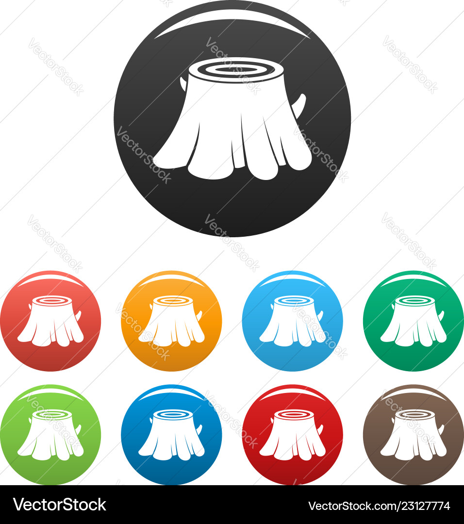 Tree stump icons set color Tree stump icons set color vector image