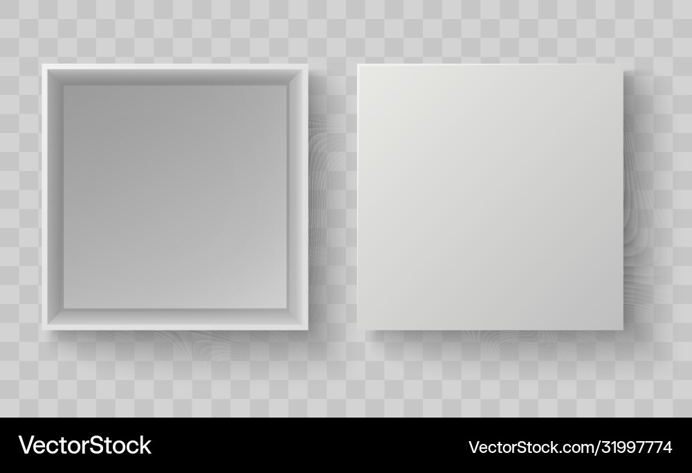 White box top view open pack mock up empty vector image