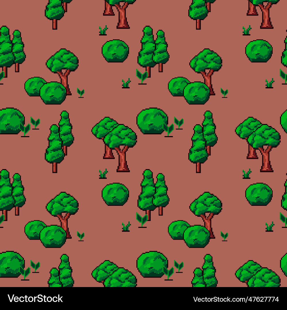 Woods or forest in game design pixel pattern Woods or forest in game design pixel pattern vector image