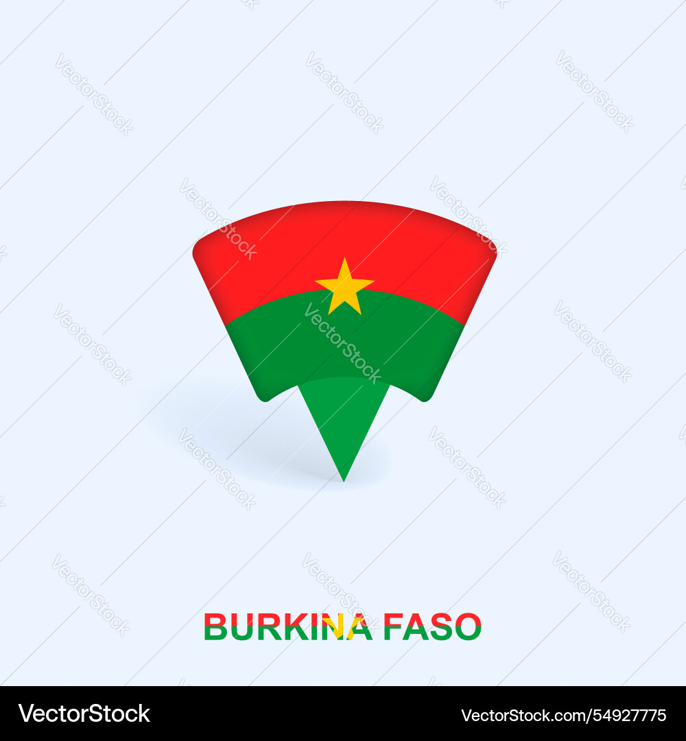 Burkina faso flag map pointer design with shadow Burkina faso flag map pointer design with shadow vector image