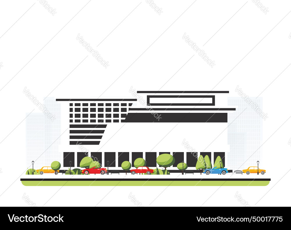 City district with modern building in flat style Vector Image
