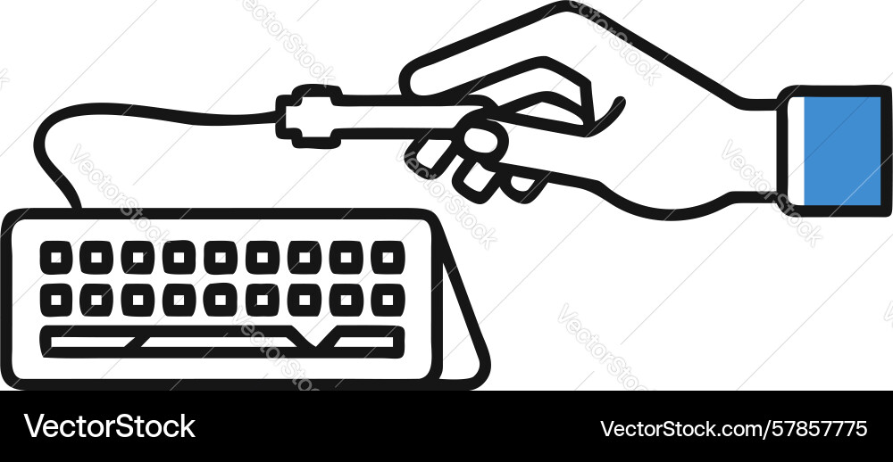 Hands on minimalist keyboard streamlined typing vector image