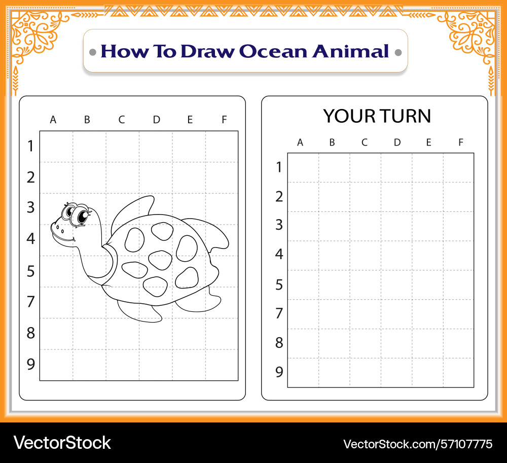 How to draw ocean animal turtle drawing tutorial Vector Image