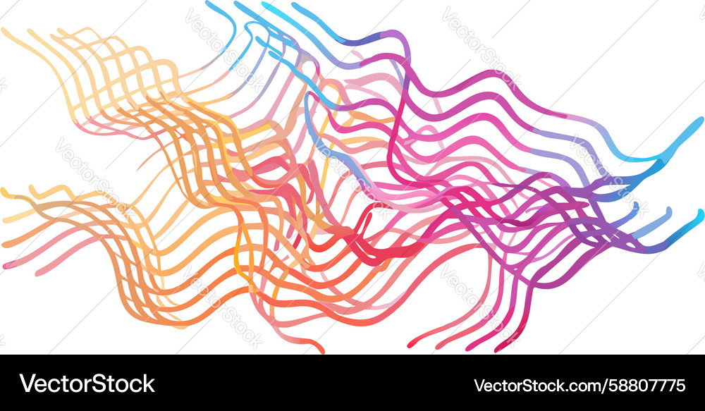 Intersecting wavy rainbow lines dynamic abstract Vector Image