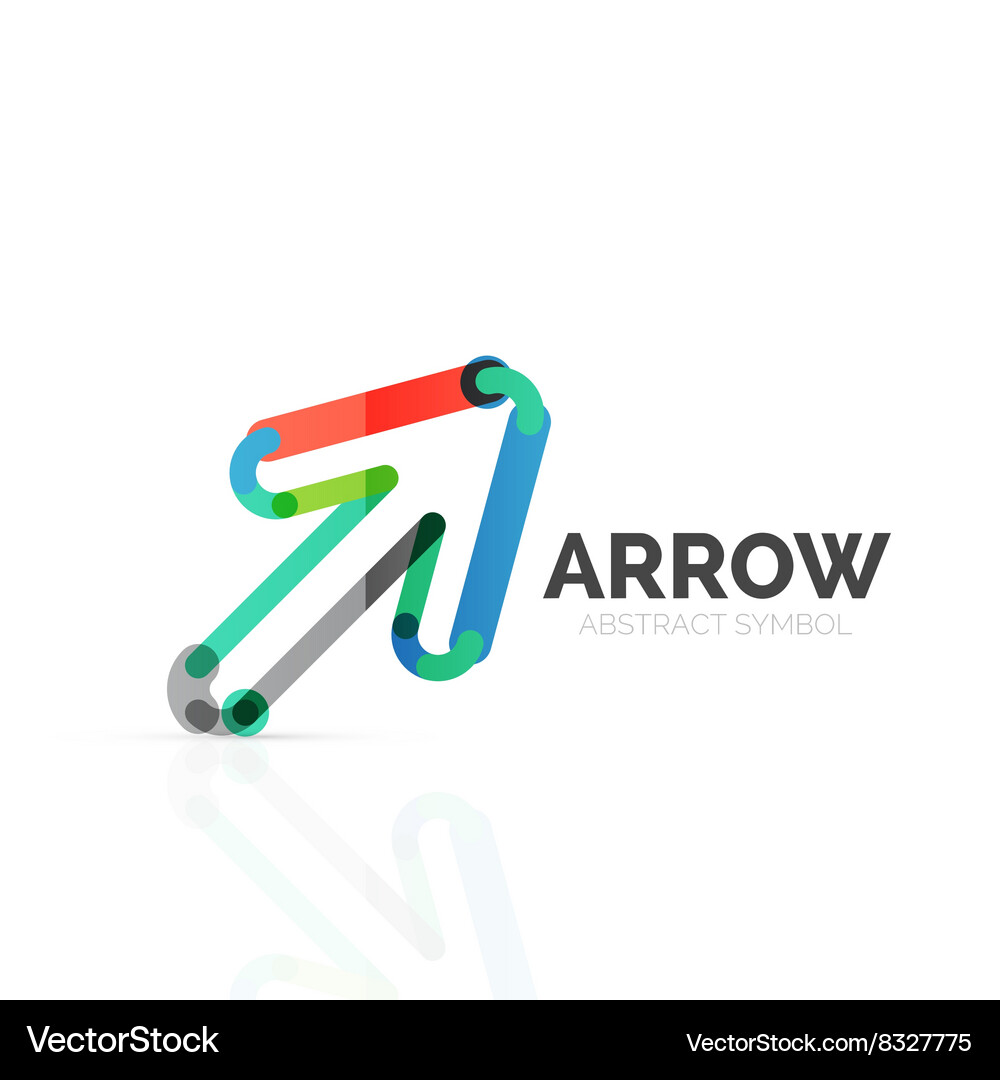Linear arrow abstract logo connected multicolored Vector Image