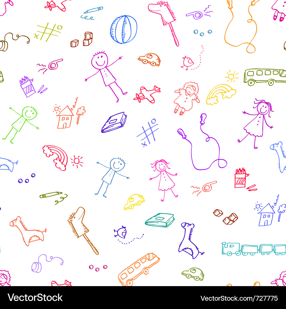 Playful Toy Doodle Pattern vector image