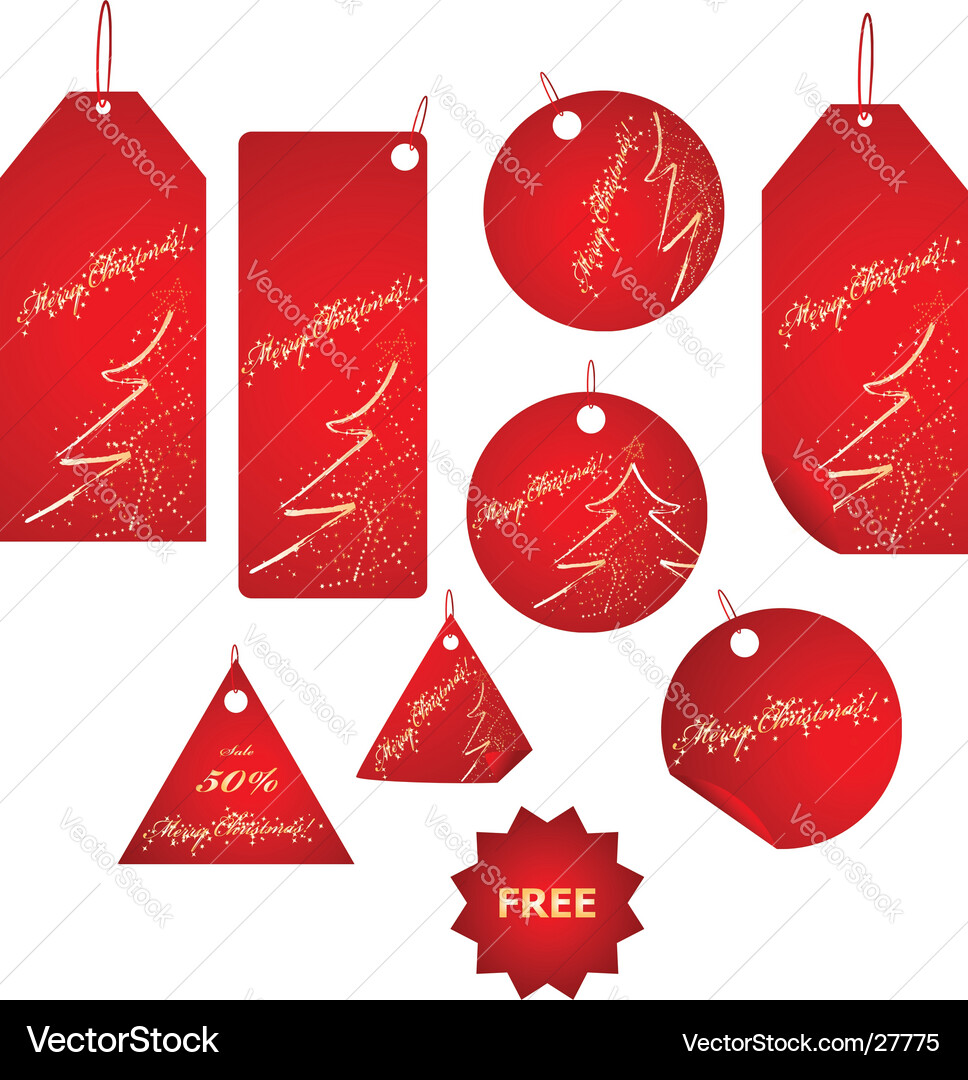 Red Christmas Tags Set - Funkeln Vektorbild