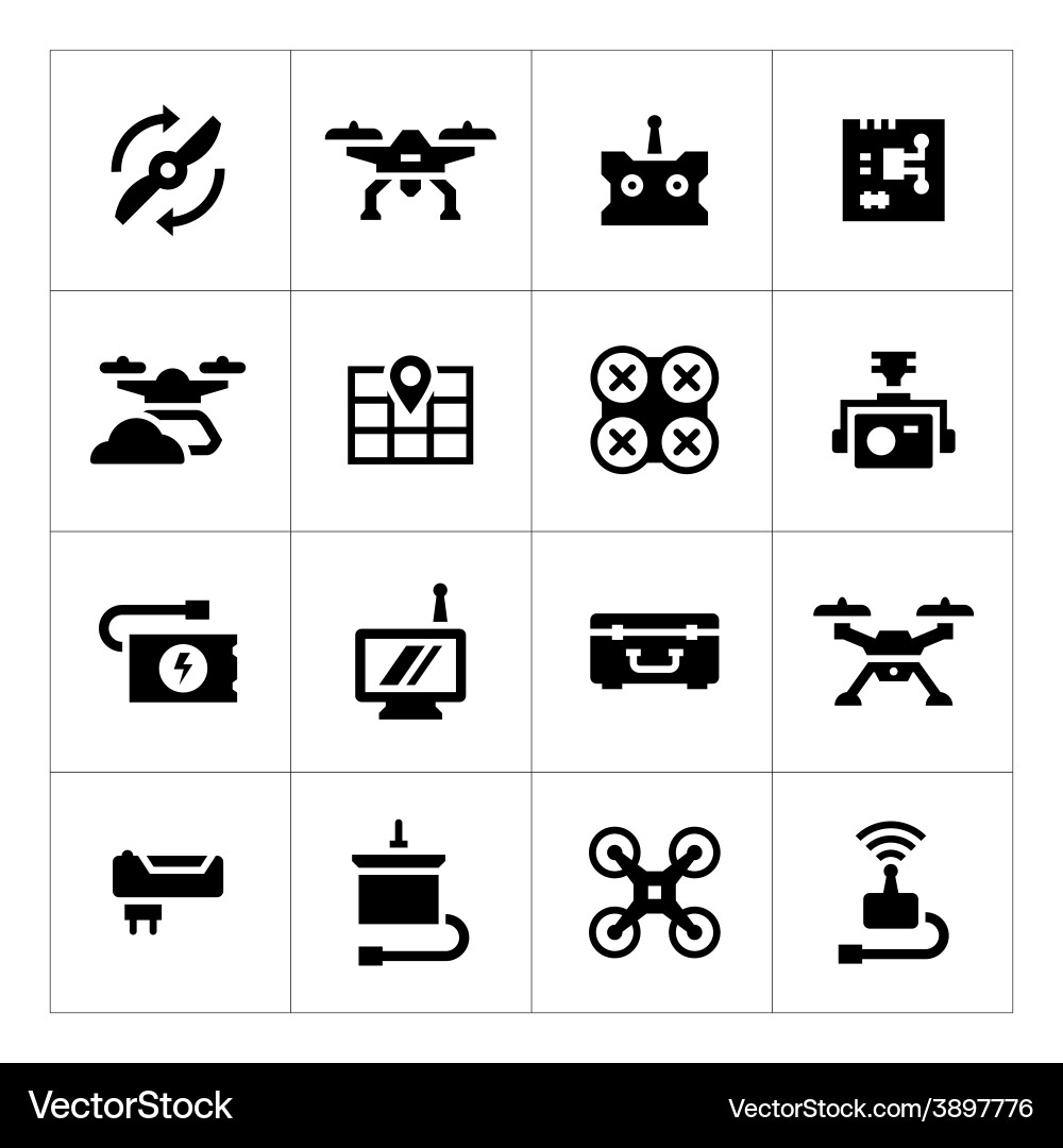Drone Icon Set - Multicopter & Quadcopter vector image