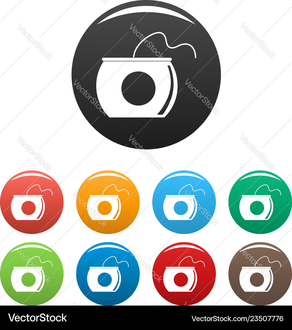 Floss box icons set color Vector Image