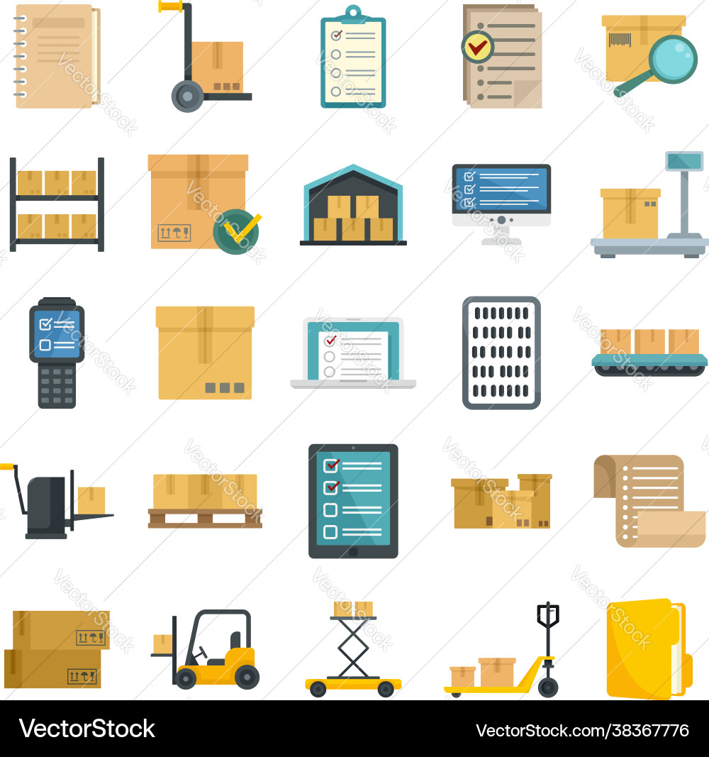 Inventory icons set flat isolated Inventory icons set flat isolated vector image