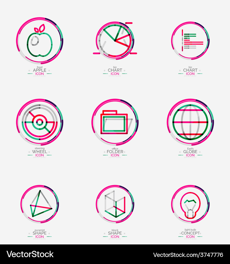 Minimal thin line design web icon set Vector Image