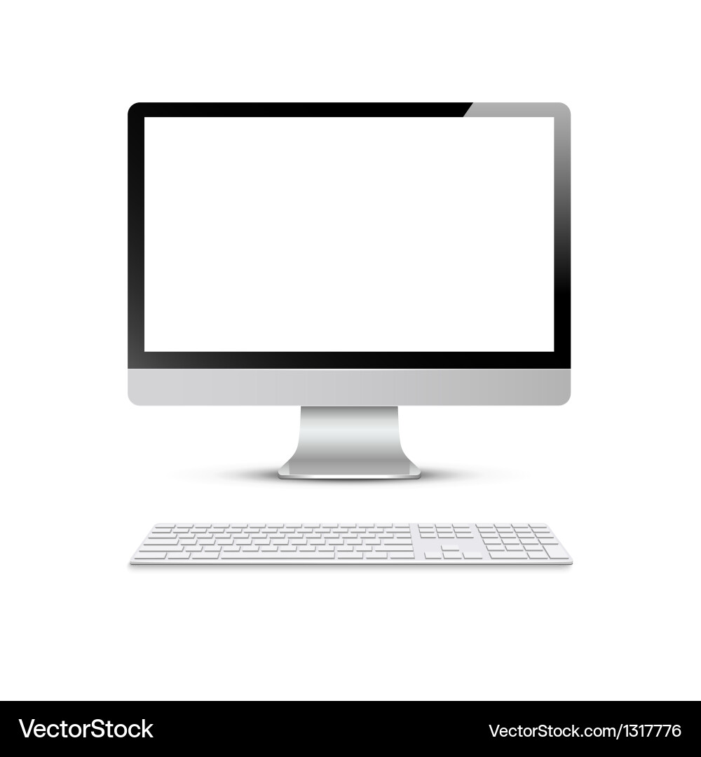 Modern Computer Display with Keyboard vector image