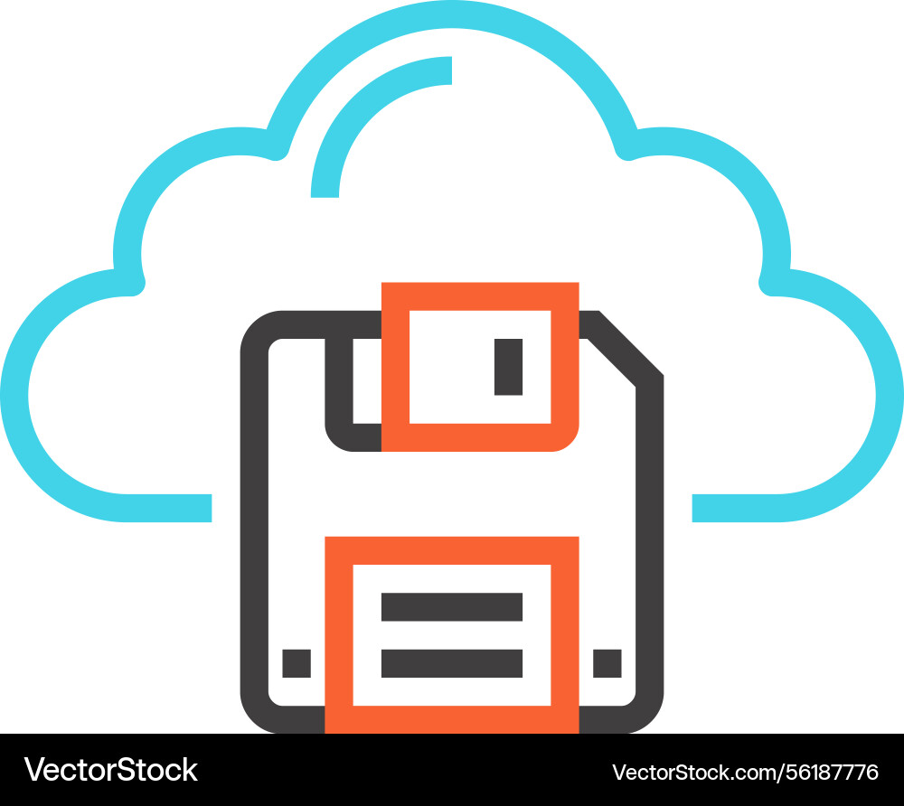 Save to cloud flat line web icon concept Save to cloud flat line web icon concept vector image