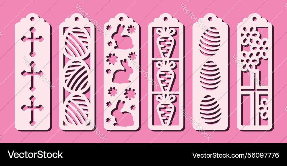 Set of vertical bookmarks with easter pattern Set of vertical bookmarks with easter pattern vector image