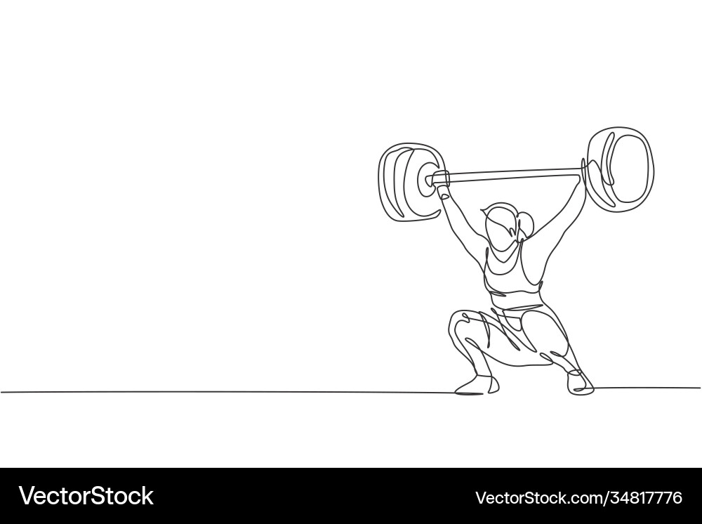 Single Line Weightlifter Vector Image