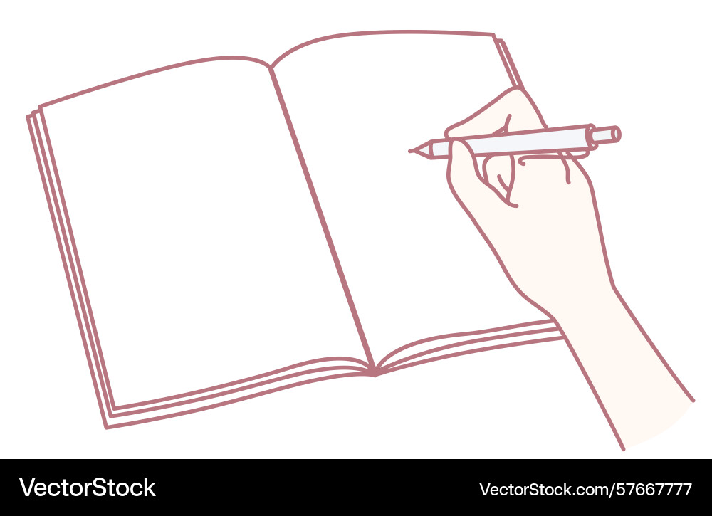 Engaging in the process of writing a notebook Engaging in the process of writing a notebook vector image