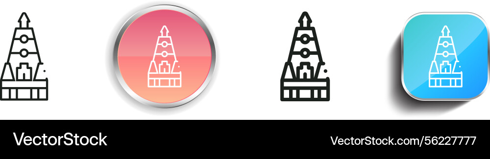 Mahabodhi icon thin linear regular and button Mahabodhi icon thin linear regular and button vector image