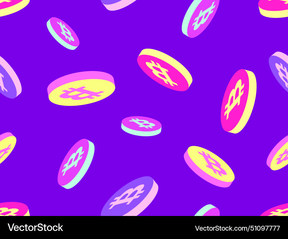 Seamless pattern with coins bitcoin symbol Seamless pattern with coins bitcoin symbol vector image
