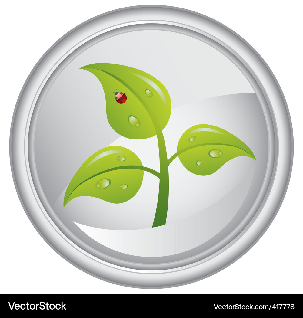 Button with a green tree Vector Image
