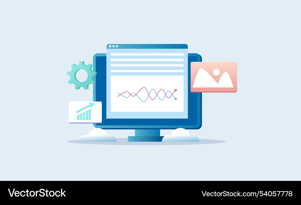 Data analytics seo optimization dashboard vector image