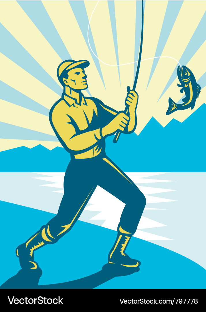 Fly Fisherman Casting vector image