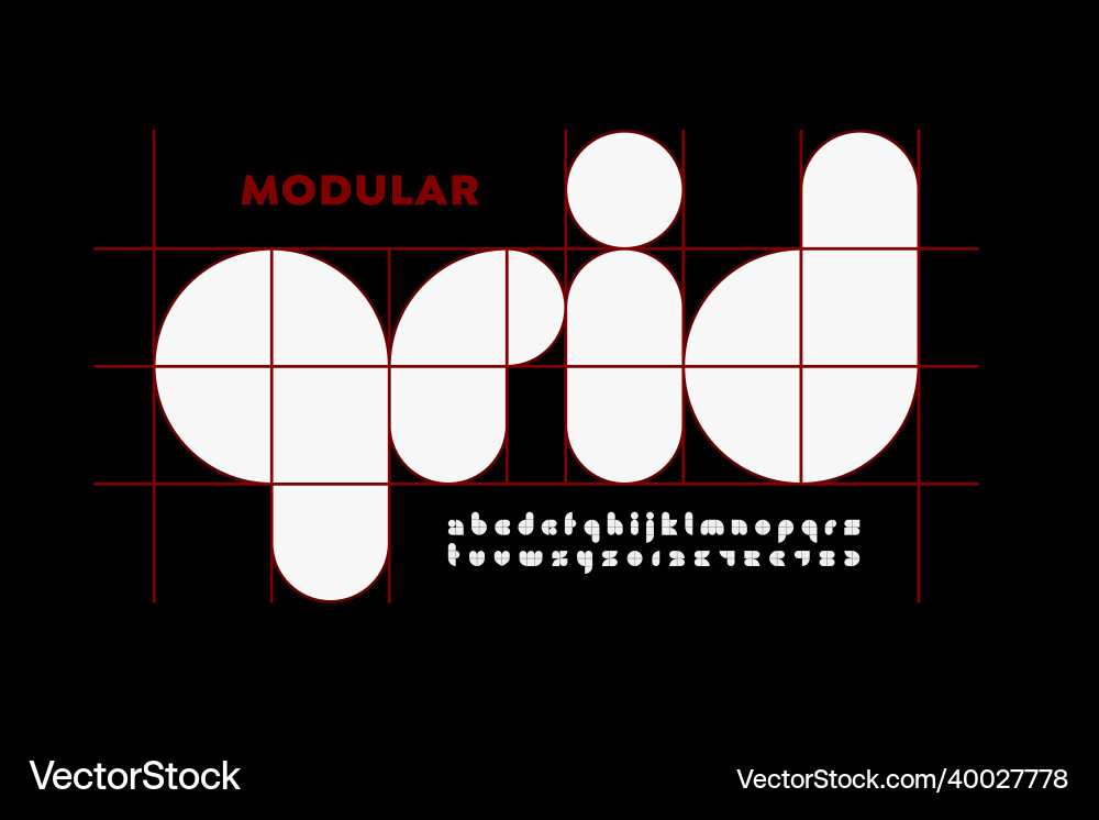 Modular Grid Font - Geometric Type Vector Image
