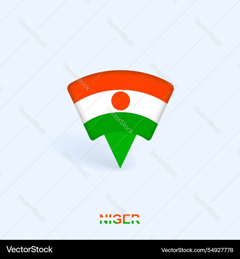 Niger flag map pointer design with shadow Vector Image