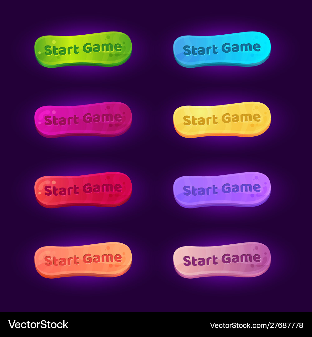 Set 8 gradient buttons for arcade video games Set 8 gradient buttons for arcade video games vector image