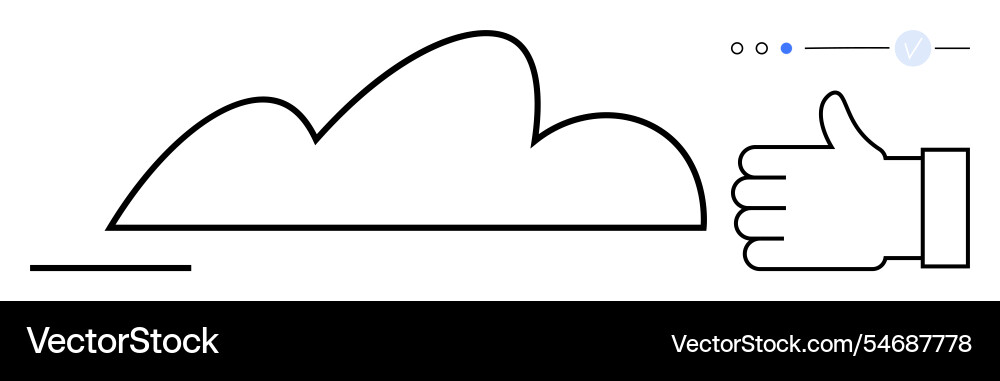 Simplistic cloud with thumbs up symbol and status Simplistic cloud with thumbs up symbol and status vector image