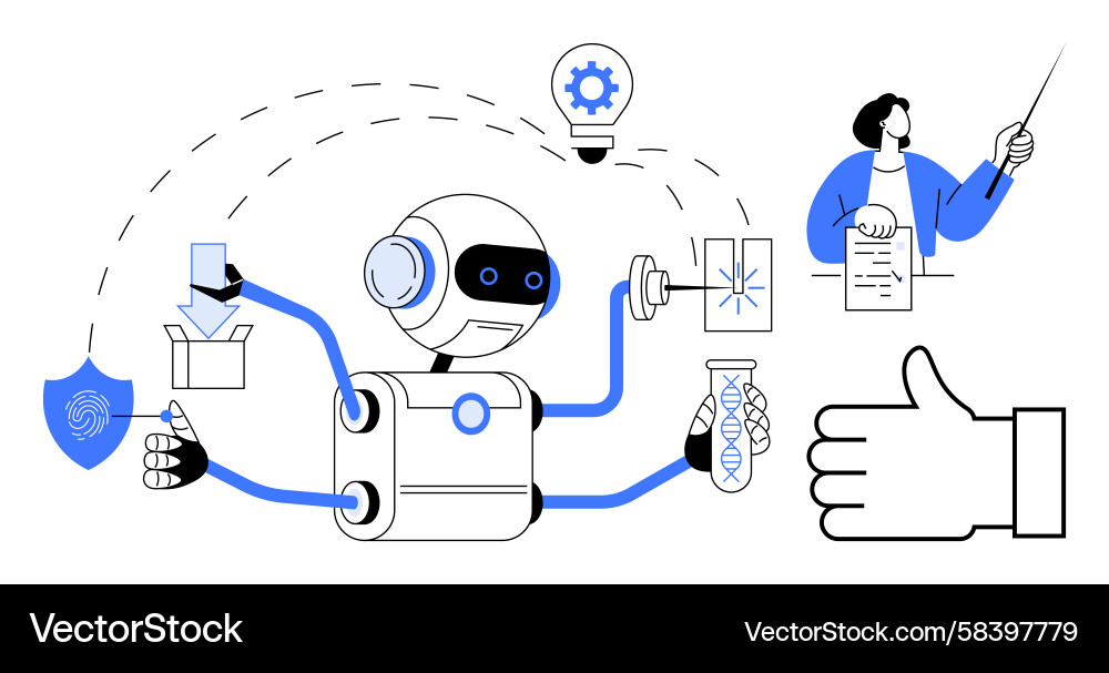 AI Robot Automation Concept Vector Image