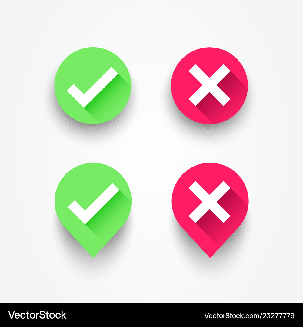 Checkmark & X Icons - Confirmation Set vector image