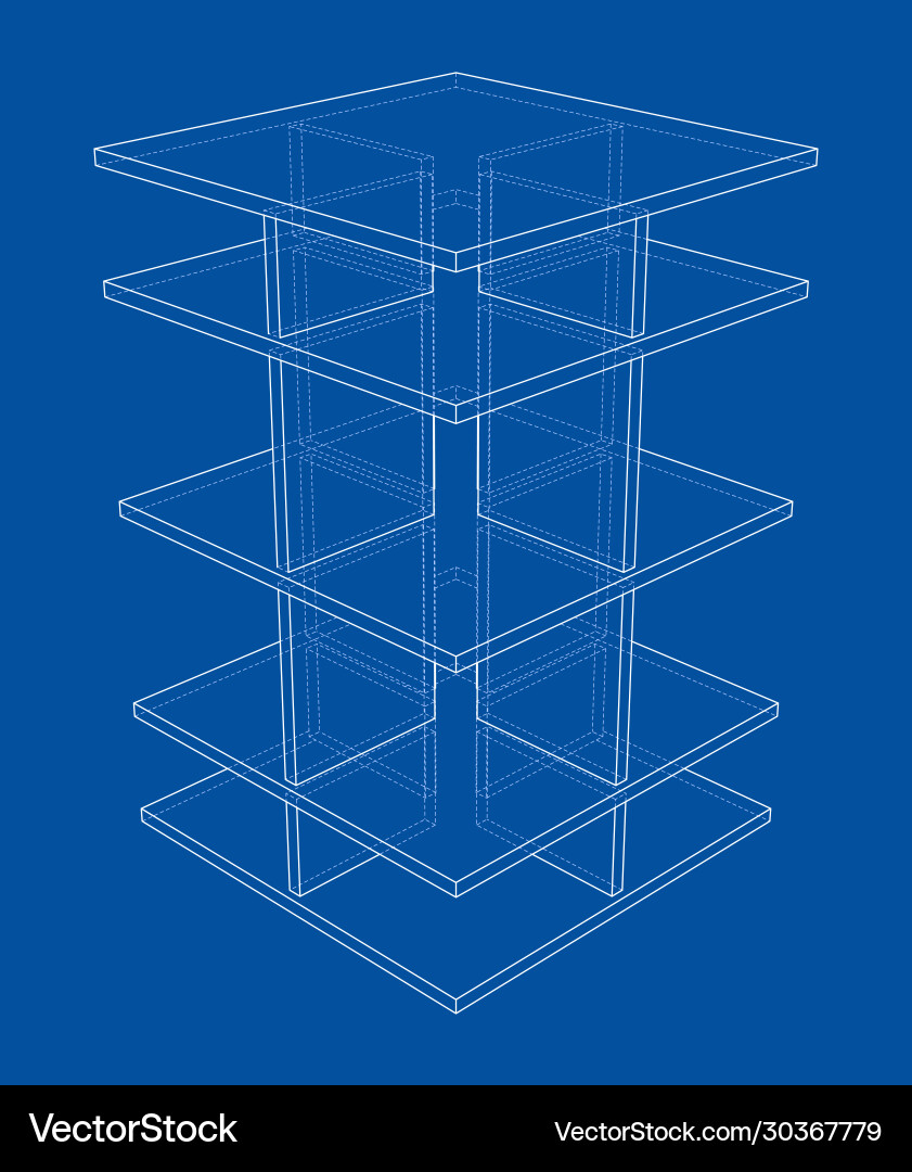 Empty showcase outline rendering 3d vector image