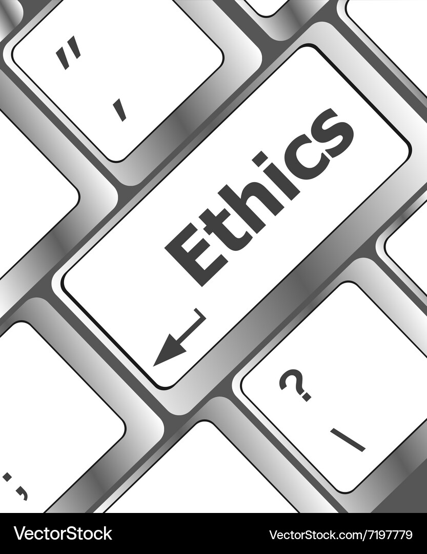 Ethics concept on the modern computer keyboard key Vector Image