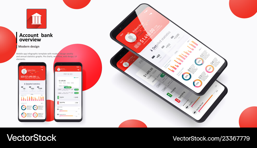 Mobile Banking UI App Screens vector image