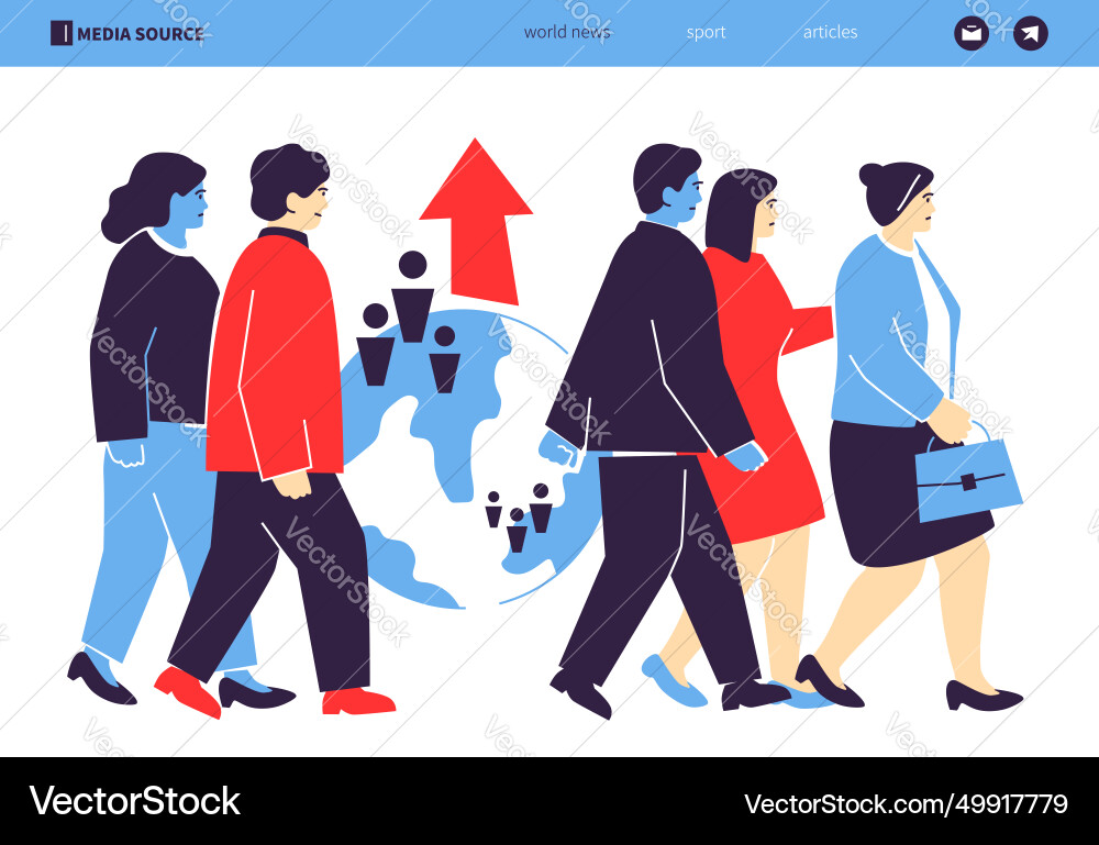 Problem of overpopulation - colorful flat Vector Image