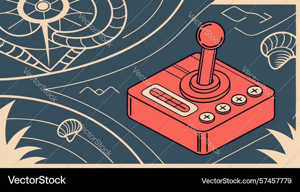 Retro joystick with abstract swirling patterns vector image