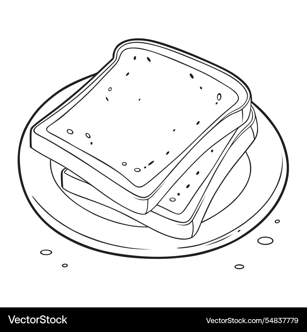 Simple line art of toast slices on a plate Simple line art of toast slices on a plate vector image