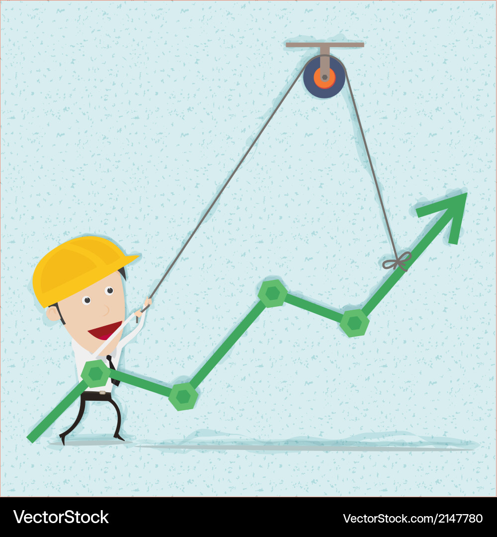 Business man and engineer try to build graph Vector Image