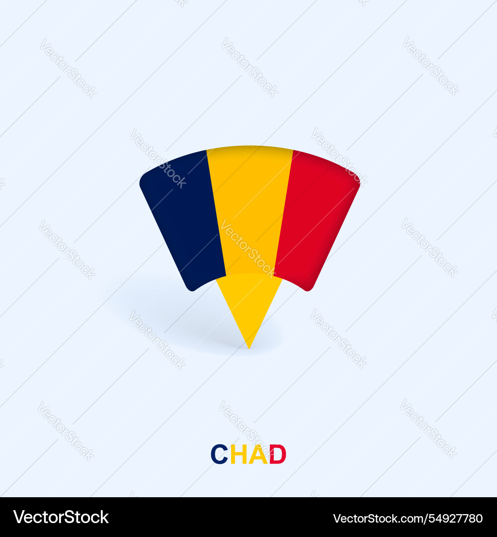 Chad Flag Map Pointer Design mit Schatten Chad Flag Map Pointer Design mit Schatten vektorbild