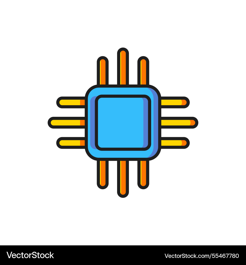 Color computer processor with microcircuits cpu Color computer processor with microcircuits cpu vector image