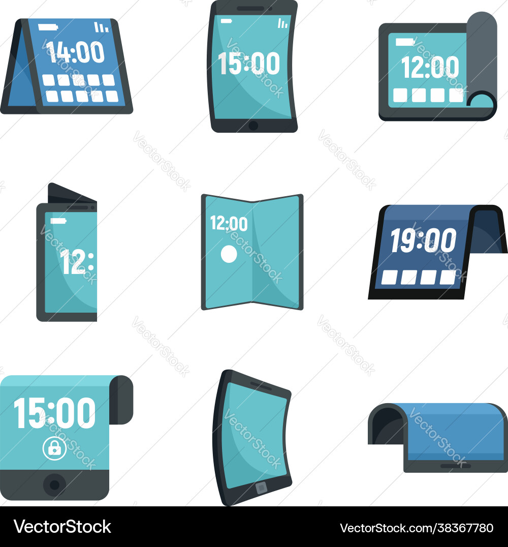 Flexible display icons set flat isolated Vector Image