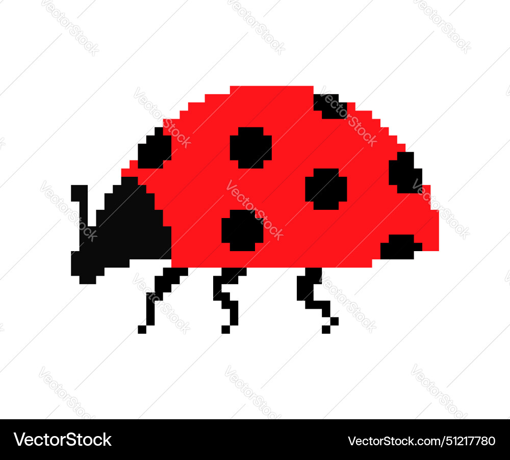 Ladybug pixel art 8 bit red small bug beetle Ladybug pixel art 8 bit red small bug beetle vector image